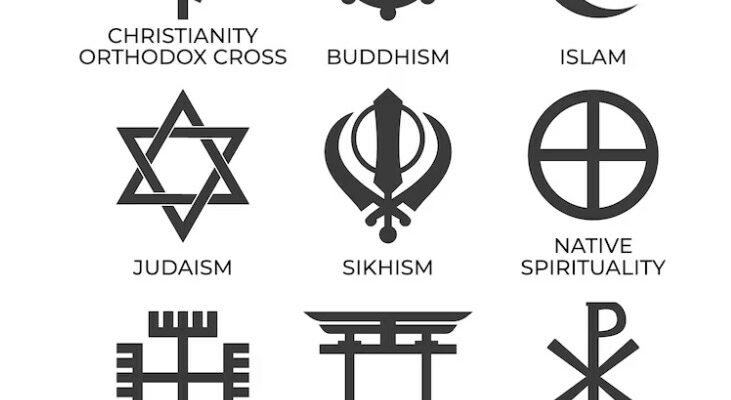 a collection of various religious symbols