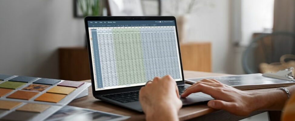 an interior designer working on a decoration project in Excel