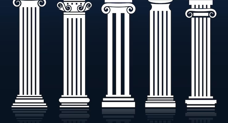 Classic Columns Set at Blue Background